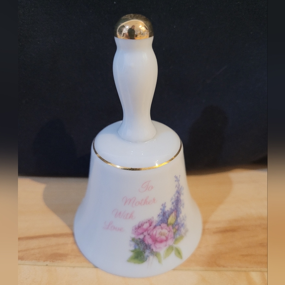 Designers Collection A Mother's Rememberance" White and Gold Floral Bell